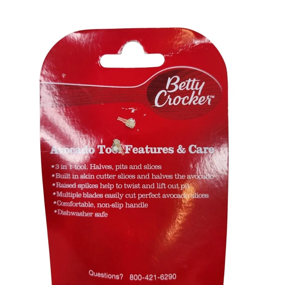 Betty Crocker Avocado Slicer Tool Red Black Soft Grip 3 In 1 Kitchen Gadget
